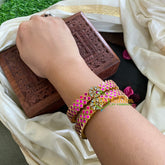 Kada Kundan Bangle - Hot Pink Star -G4858